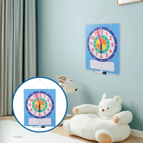 Teaching Clock with Dry Erase Board, AnalogDigital Learning Clock for Kids Classroom Practice 2