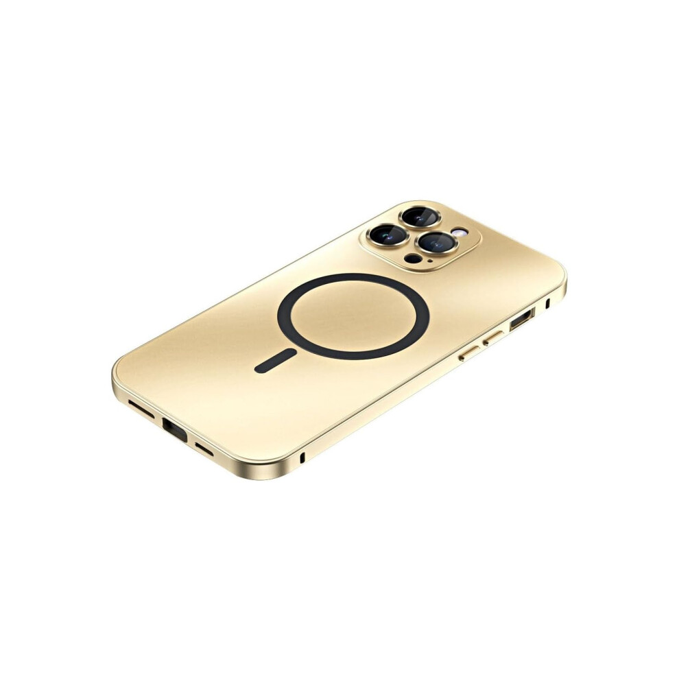 Magnetic Iphone Case With Aluminum Bumper, Matte Antifingerprint Finish, Slim Protective Shell For Iphone 16 15 14 13 12 (, 15 Plus) Gold 9330225962137