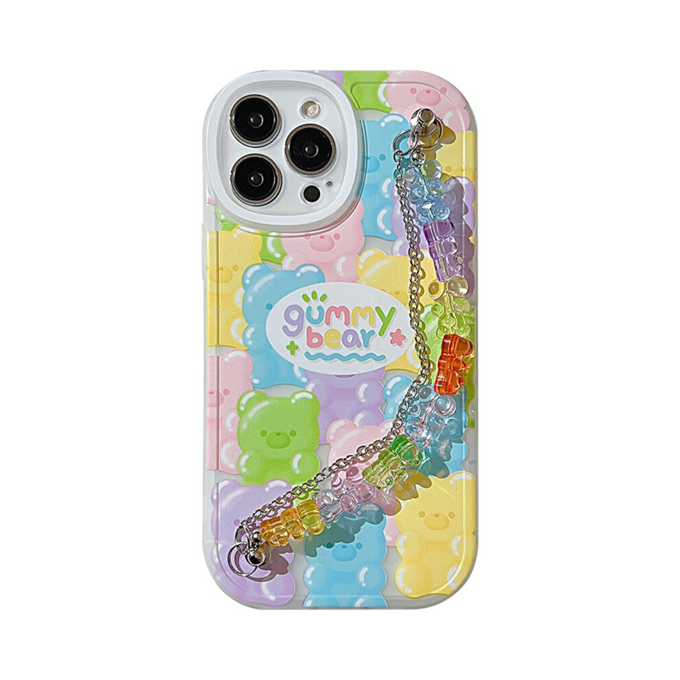 Cute 3D Candy Bear Soft Silicone Case For Iphone Xr, Shockproof Slim Fit Phone Cover With Chain 9073542686378