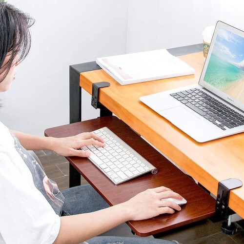 Adjustable Under Desk Keyboard Tray with Mouse Pad, Ergonomic Sliding Drawer for Computer Desk 2