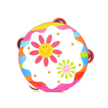 Wooden Tambourine for Kids with Bright Animal Cartoons and Crisp Bell Sound for Preschool Music