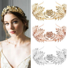 Bridal Hair Accessories 2 Pcs Alloy Metal Leaf Tiara Vine Crown for Women Girls