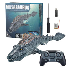 Remote Control Mosasaurus Toy with Water Spray, Rechargeable RC Swimming Dinosaur for Pool and Lake
