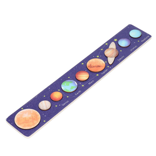 Solar System Model Educational Wooden Puzzle Toy for Kids, Interactive Learning Board Red Sun 2