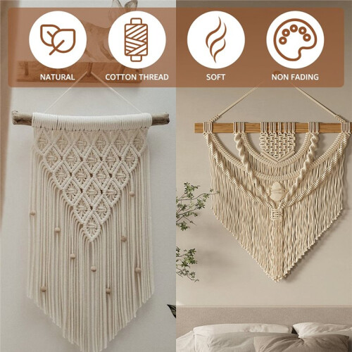 Macrame Wall Hanging Kit for Beginners - DIY Macrame Supplies with Natural Cotton Rope 2