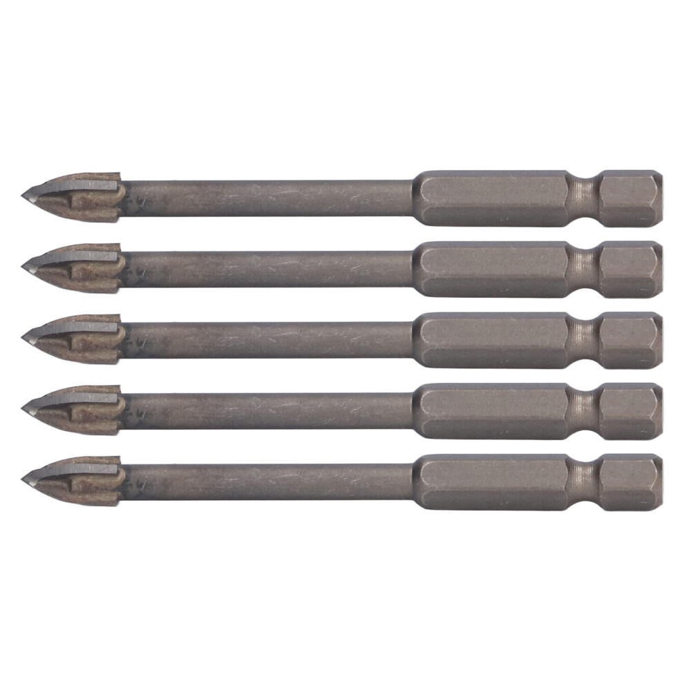 5Pcs Carbide Cross Drill Bits 1/4In Hex Shank 7Mm For Glass, Tile & Concrete 9411376302109