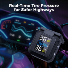 MT20 Motorcycle TPMS with Solar Power with 2 External Sensors Real- Tire Pressure & Temperature Monitoring