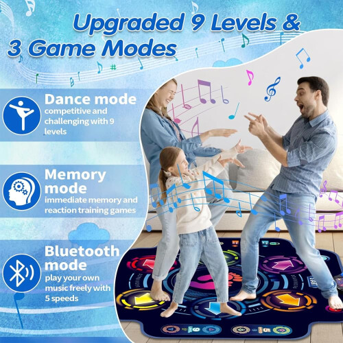 LED Bluetooth Dance Mat for Kids with Interactive LED Arrows, 8Key Rechargeable, Music Sync 2
