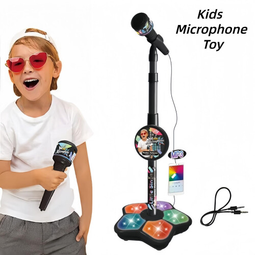 Kids Karaoke Machine with LED Lights, Adjustable Wireless Microphone, Bluetooth for Singing 1