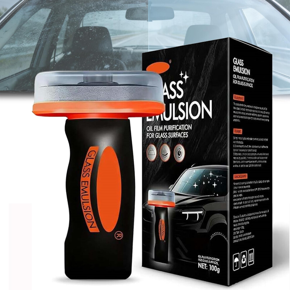 Car Glass Cleaner Hydrophobic Formula With Builtin Brush, Windshield Oil Film Remover For Water Spots And Smudges 4 Fl Oz 9073542686583