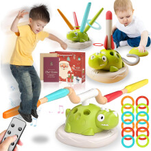 3in1 Dinosaur Rocket Launcher Toy with Ring Toss and Remote Control for Indoor Outdoor Play