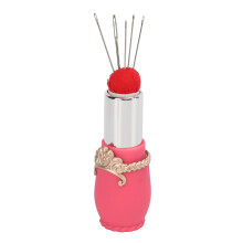 Pin Cushion Lippenstift-Form Nadel Sammler Kunststoff ausziehbar Tragbar Pink