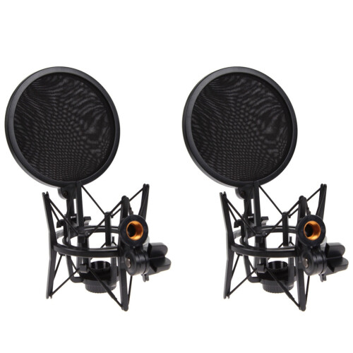 2X Professional Microphone Mic Shock Mount with Shield Articulating  Holder Stand Bracket for Studio Broadcast