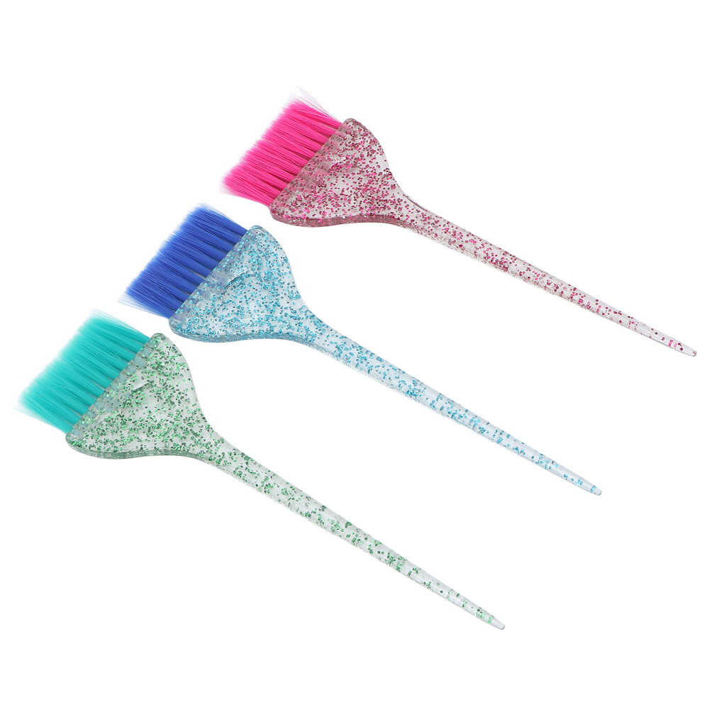 3Pcs Transparent ABS Hair Dye Brush Kit with Long Handle for Salon Barber