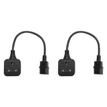 2X IEC320 C14 to UK BS1363A Outlet Socket,IEC C14 Male Plug to UK 3Pin Female Socket Power Adapter Cable(0.)