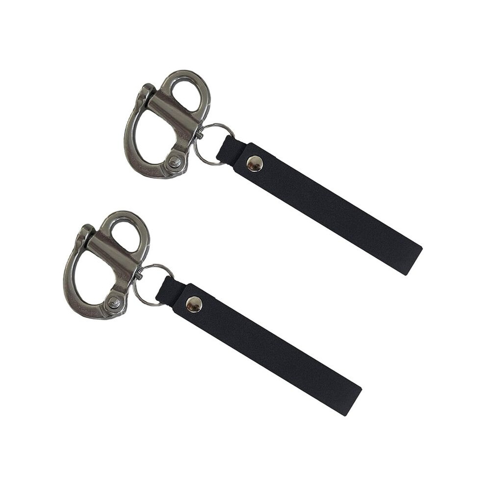 2Pack Mask Quick Release Shackle With Leather Handle For Firefighter, 316 Stainless Steel Fixed Snap Shackle Lanyard 6033840984920