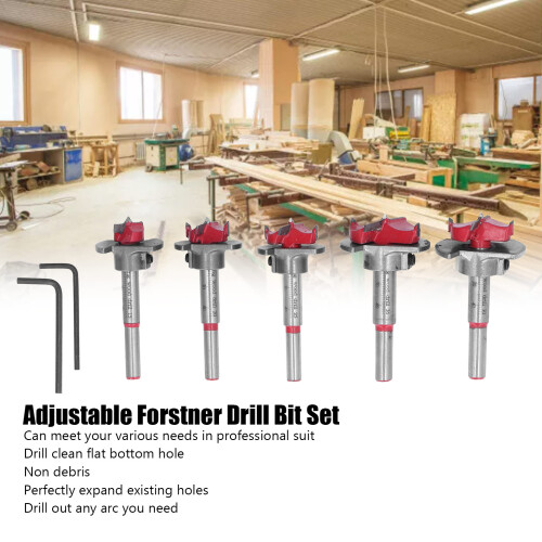 5Pcs Adjustable Forstner Drill Bits Set Tungsten Steel 15-35mm 1