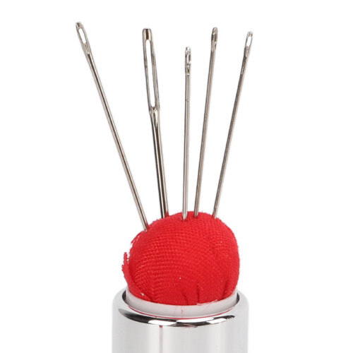 Lipstick Shape Needle Storage Box Retractable Compact Household Needle Black 2