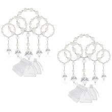 60 Pcs Baptism Acrylic Rosary Beads Rosaries Angel with Organza Bags for the First Communion Baptism Party Favors