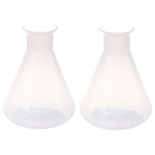 2X 500Ml Flacon A Bouilir Conique de Laboratoire en Plastique Blanc Clair