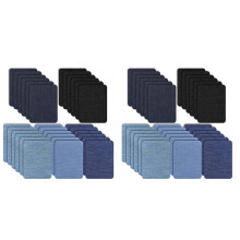 60 Pieces Iron Fabric Patches Denim Jean Repair Patches Clothing Repair Patch Kit for Jacket Jean Clothes,5 Colour