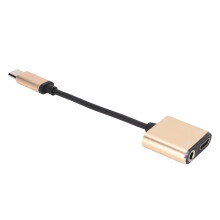 2-in-1 Type C to 3.5mm & Charging Adapter Aluminum Mini Gold