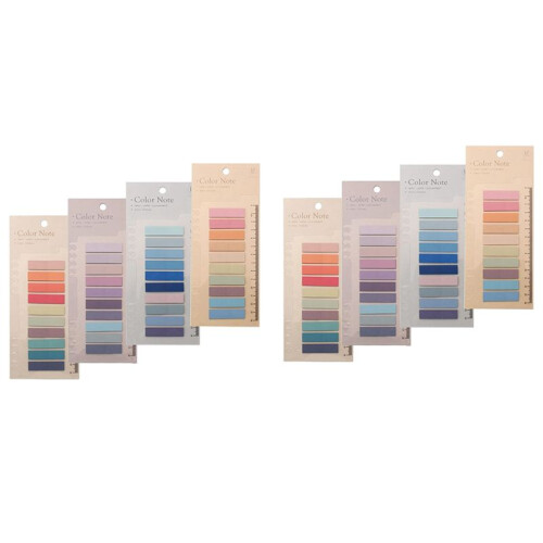1600 Pcs Sticky Index Tabs, 4 Sheets Morandi Strip Index Tabs, Writable Page Sticky Notes with Ruler for Page Marking