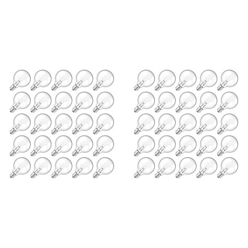 50Pcs G40 Replacement Light Bulbs E12 Candelabra Screw Base LED Globe Bulbs for Indoor Outdoor String Lights Warm White 1