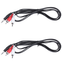 2 Stücke 3.5 mm Kopfhoerer Stecker Buchse 2 X RCA AV Audio Kabel