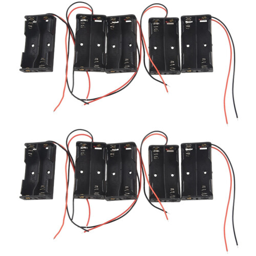10 Pcs 2 x 1.5V AA Battery Holder Case Box Black W Wire Leads 1