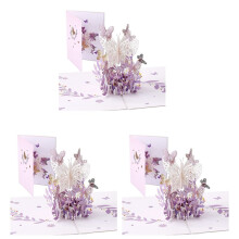 3X Butterfly Birthday PopUp Card, Butterfly Flower Basket 3D Greeting Cards for Women Girl Daughter, Mothers Day