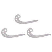 3X 11.8 Pollice Long Comma Forma di Plastica Trasparente Francese Curvo Righello Scanalata