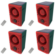 4X Outdoor Solar Motion Sensor Alarm with Remote Control,130Db Sound Light Alarm Siren Sound Alarm Security Alarm System