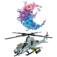 Military Helicopter Building Set AH1Z Viper Model Kit with Moon Flower Wall Art Decor