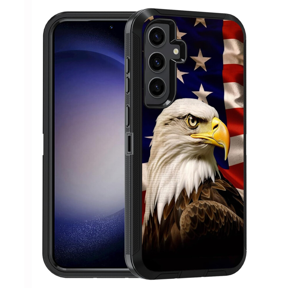 Case For Samsung Galaxy S25 Military Grade Heavy Duty 3ÂLayer Shockproof Full Body Cover Patriotic American Flag Bald Eagle 9330225962656