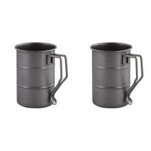 2X 350 Ml/12 Oz Ölmugg i Retroindustriell Stil 304 Rostfri Stålmugg, Nödställd Utomhuscampingkopp för Resor Dryckesartiklar