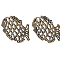 2X Cast Iron Fish Trivet, 7.5X6Inch Decorative Vintage Pattern for Cookware and Hot Dishes with Rubber Feet