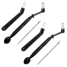 Coffee Machine Cleaning Brush with Spoon Tool Set for Espresso Machine Group ,Pack of 6,Black