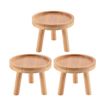 3X Wooden Plant Stand Flower Pot Base Holder Stool High Stool Balcony Succulent Round Flower Shelf for Indoor Outdoor