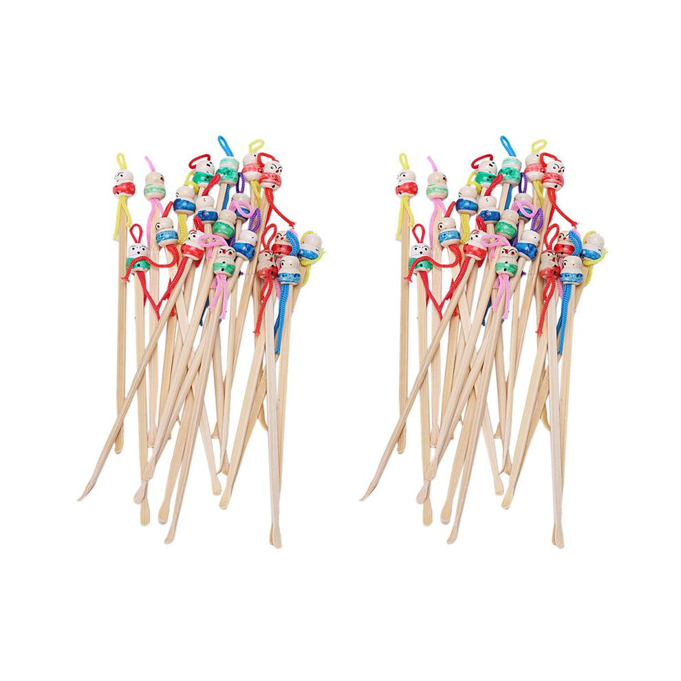 Bamboo Japanese Doll Ear Wax Pick Spoons Earwax Remover 40Pcs
