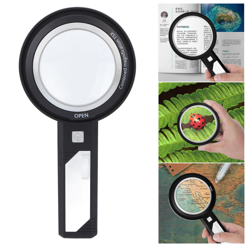 Rechargeable Handheld Magnifier with Dual Lens