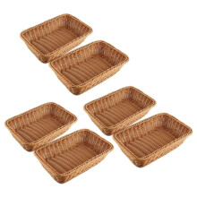 6 Pièces Séries Panier Rectangulaire pour Table Ou Présentoir pour Pain, Fruits et Légumes Paniers en Osier