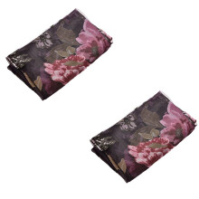 2X Glass Door Decorative Curtain Bedroom Peony Voile Curtain Tulle with Lace Ham Pendants French Window Drape Sheer