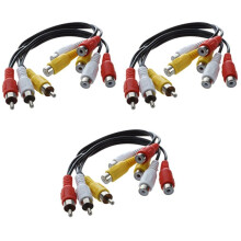 3X Novo 3 RCA Macho Jack para 6 RCA Fêmea Plug Divisor Cabo Adaptador de áudio e Vídeo AV