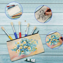 20 Stück Leinwand Makeup Taschen Leinwand Reiß Verschluss Beutel Taschen Bleistiftetui DIY Bastel Taschen