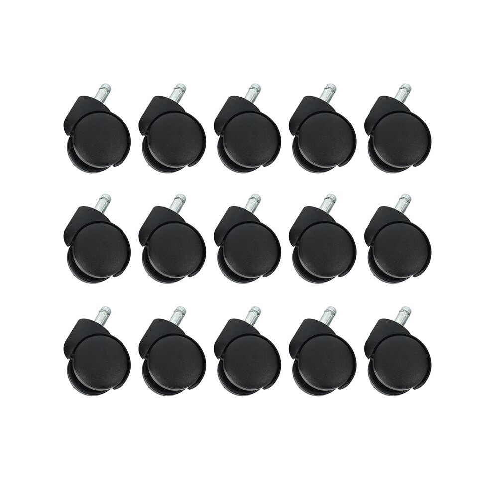 50Mm Office Chair Roller Castor Wheels - Set Of 15 - Black 6032990655476