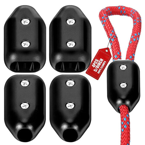 4 Peças de Braçadeiras de Corda de 5/8 Polegadas, Braçadeira Corda  Reutilizável, Braçadeira de Conector de Corda de Plástico Preta Adequada 1