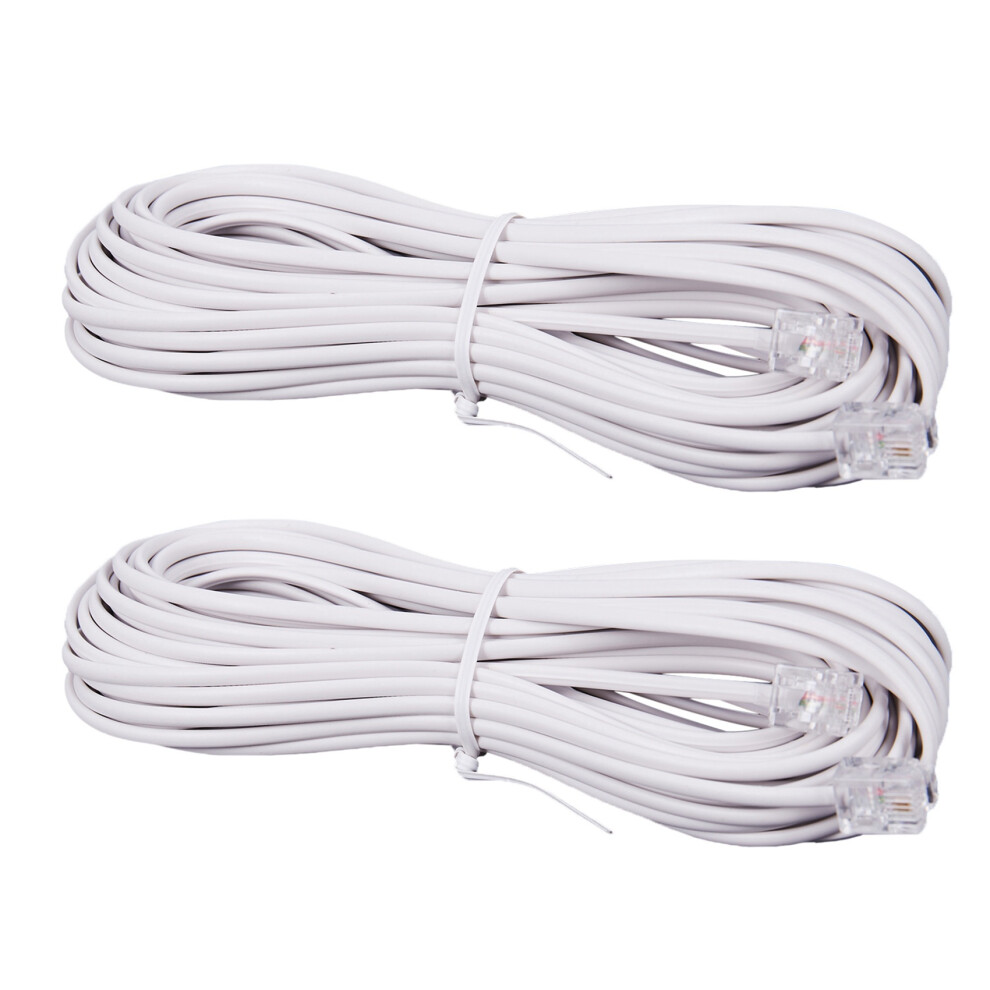 2Pcs 10M Rj11 Telephone Connector Extension Cable White 6032751635211