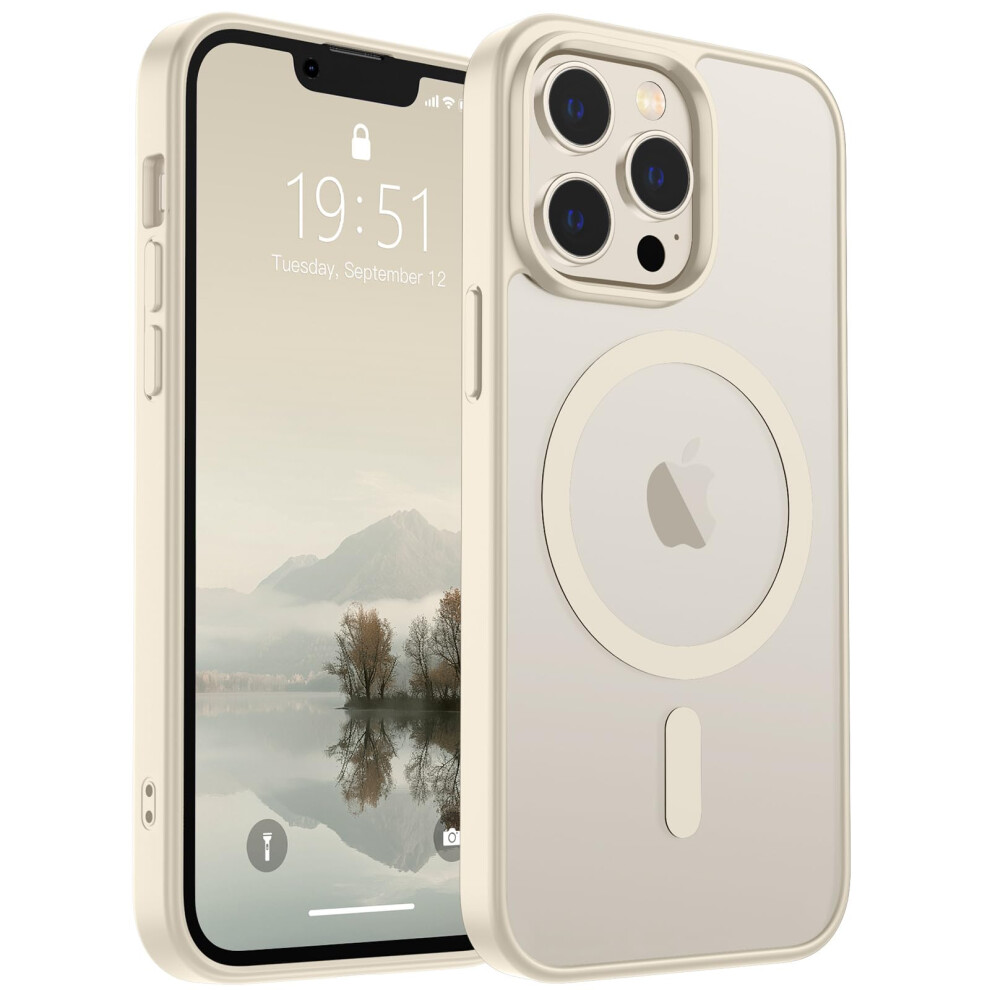 Case For Magsafe Iphone 13 Pro Magnetic Shockproof Military Grade Drop Protection Slim Matte Antifingerprint Cover Antique White 9073542686675