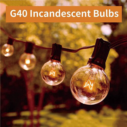 50Pcs G40 Replacement Light Bulbs E12 Candelabra Screw Base LED Globe Bulbs for Indoor Outdoor String Lights Warm White